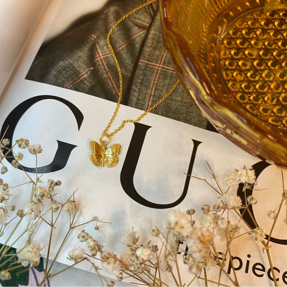 Handmade Butterfly Gold Necklace